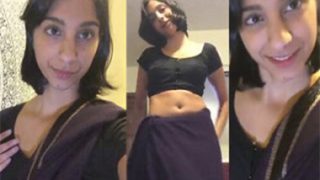 NRI Girl In Black Saree Mastrubating With Dildos MMS Viral
